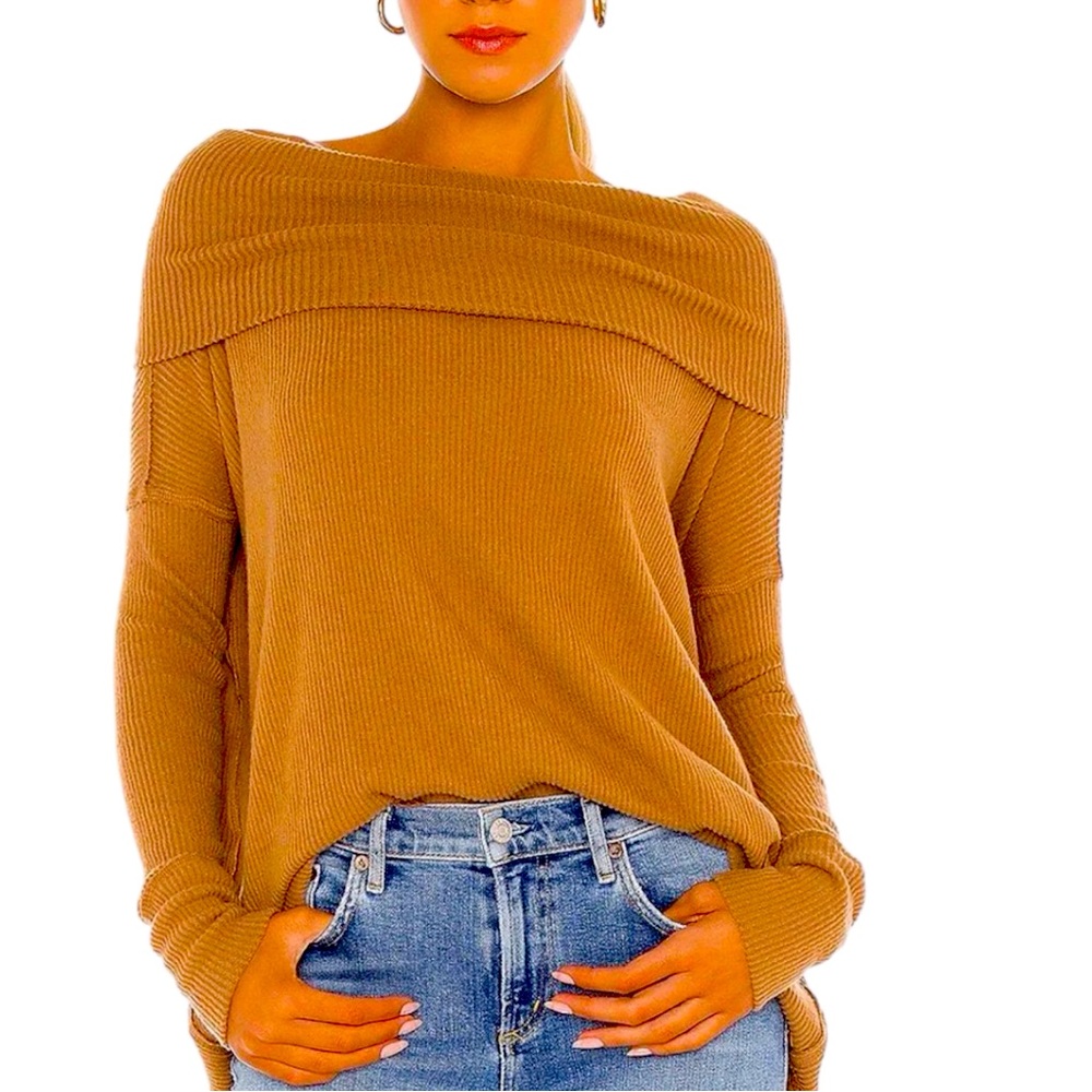 Free People Juicy Long Sleeve Cowl Neck Top Women Color Canyon Moon Size S